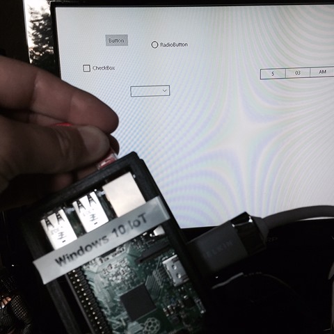 My XAML app running on my Raspberry Pi 2 with Windows 10