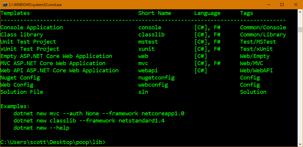 dotnet网站项目模板_使用VS2017试用“ dotnet new”模板更新和csproj