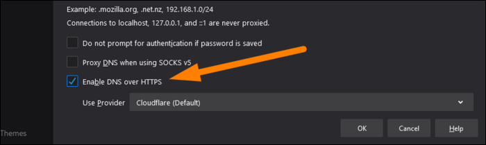 Select the "Enable DNS over HTTPS" option.