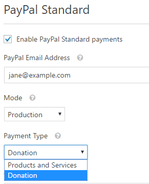 setting up paypal donations