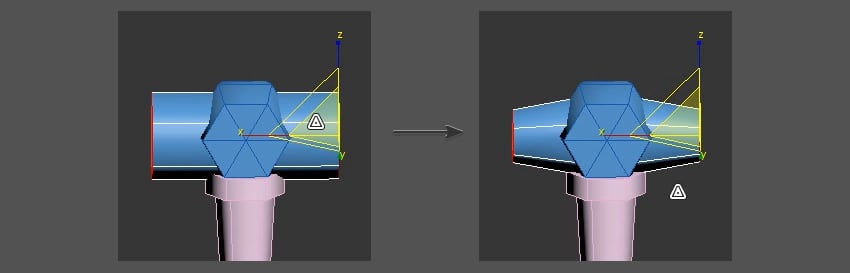 オブジェクトの側面でズーム ツールを使用する