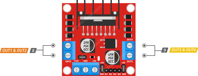 L298N模块电机输出连接引脚
