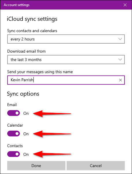 Mail App iCloud Sync Options