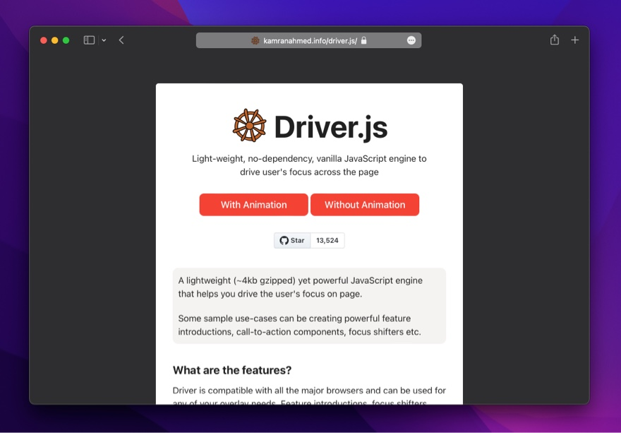 Driver.js：轻量级用户引导插件，小而美的界面，让用户体验飞起来！_用户指引工具库_03