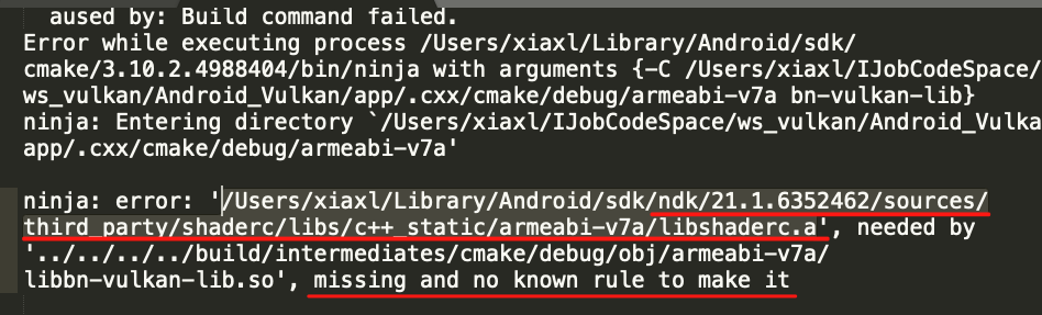 ninja: error: libshaderc.a