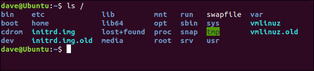 ls / in a terminal window