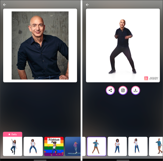 A deepfake dance video in Jiggy.