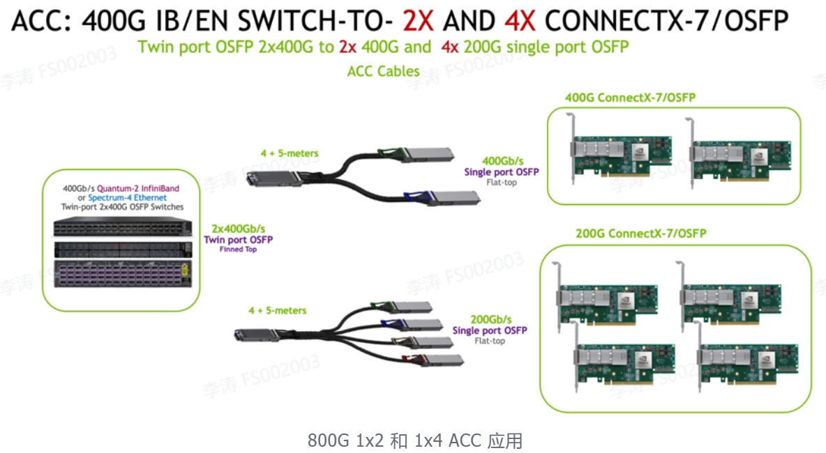 800G 1×2 和 1x4 ACC 应用