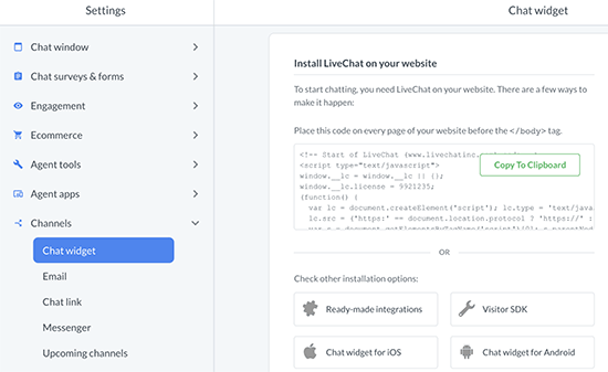 Adding LiveChat to other websites Adding LiveChat to other websites