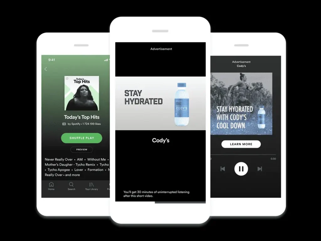 移动设备上的Spotify赞助会话视频广告示例