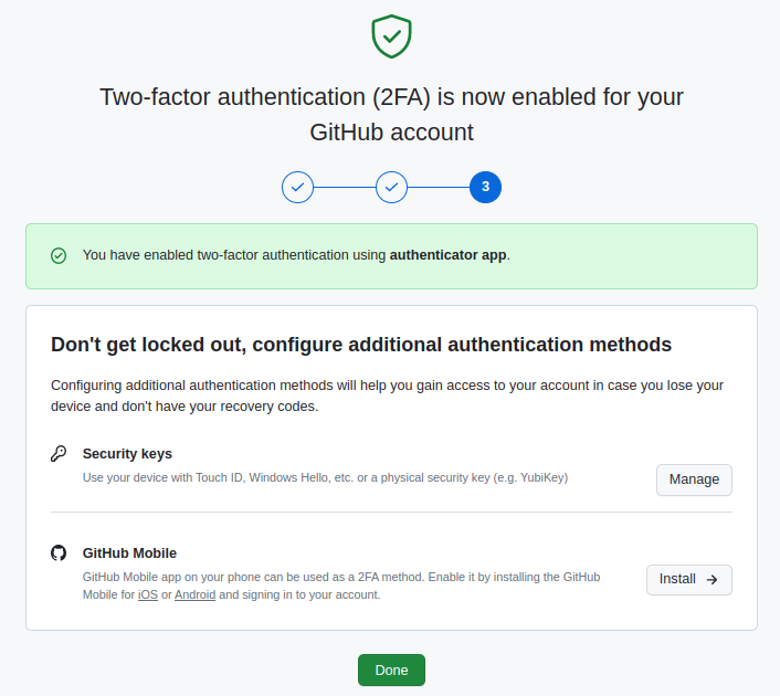 GitHub 开启 2FA 双重身份验证的方法