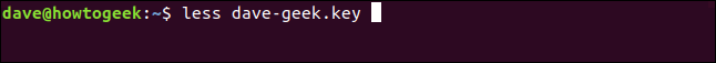 public key file in less in a terminal window