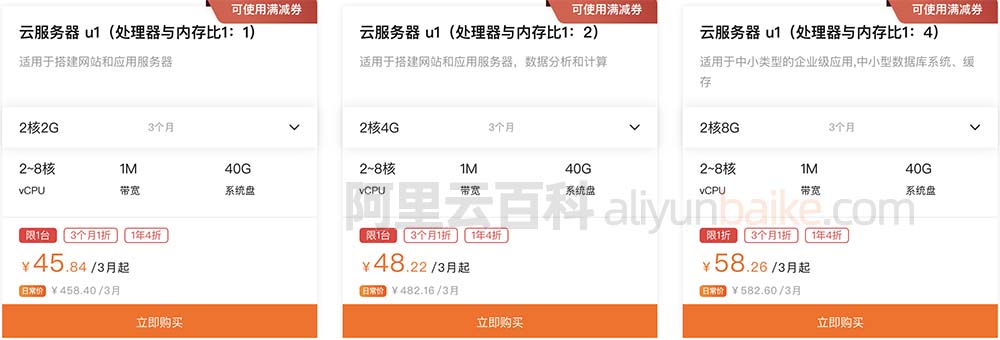 阿里云服务器u1租用价格