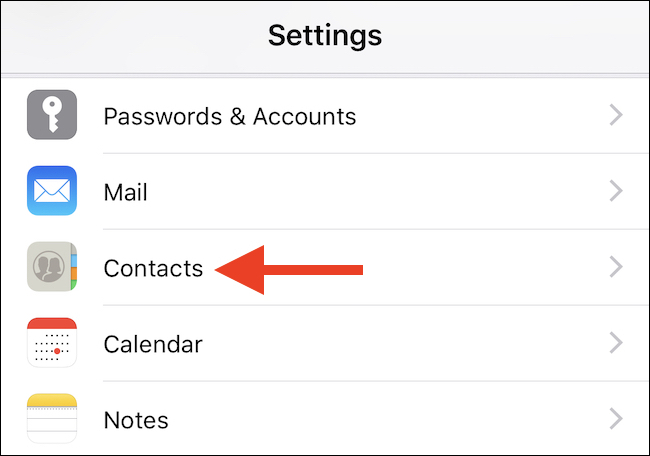 Open Settings. Click Contacts