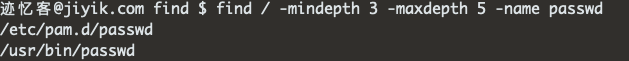 find 找到子目录级别2和4之间的passwd