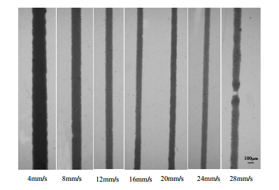 不同喷印速度打印导线对比图