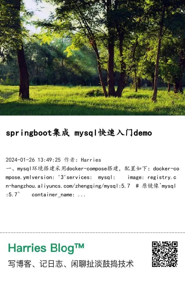 springboot集成 mysql快速入门demo