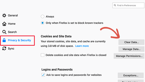 Clear cookies and site data in Firefox Clear cookies and site data in Firefox