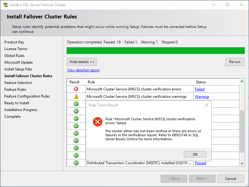 部署SQL Server 2019 群集错误验证失败_群集节点sql失败-CSDN博客