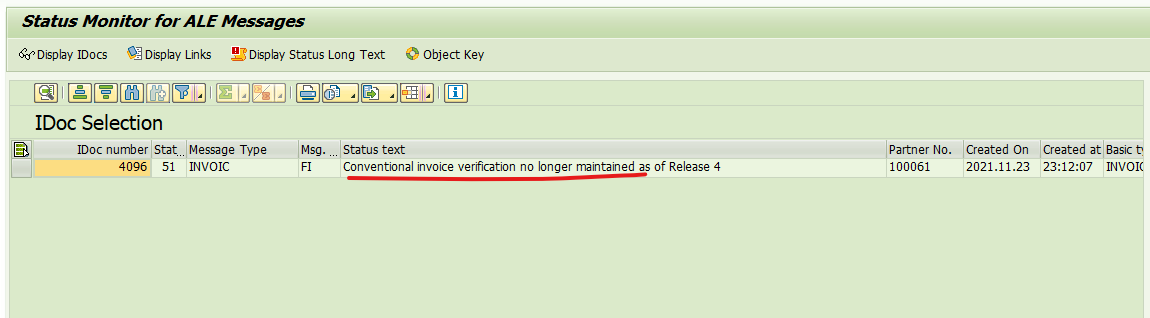 SAP IDoc 报错 - Conventional invoice verification no longer