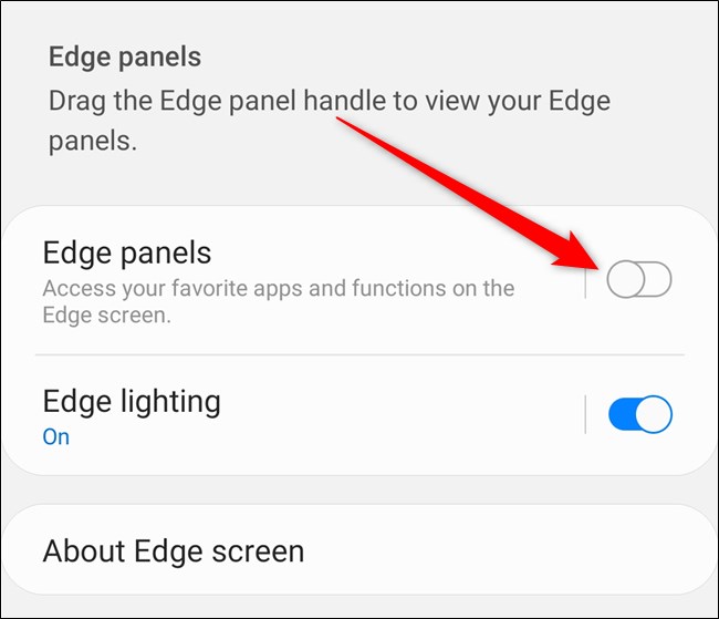 Samsung Galaxy S20 Toggle Off Edge Panel from the Settings Menu