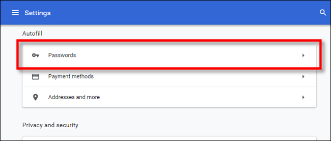 Click "Passwords."
