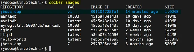 docker-Images-Command-Output-Linux