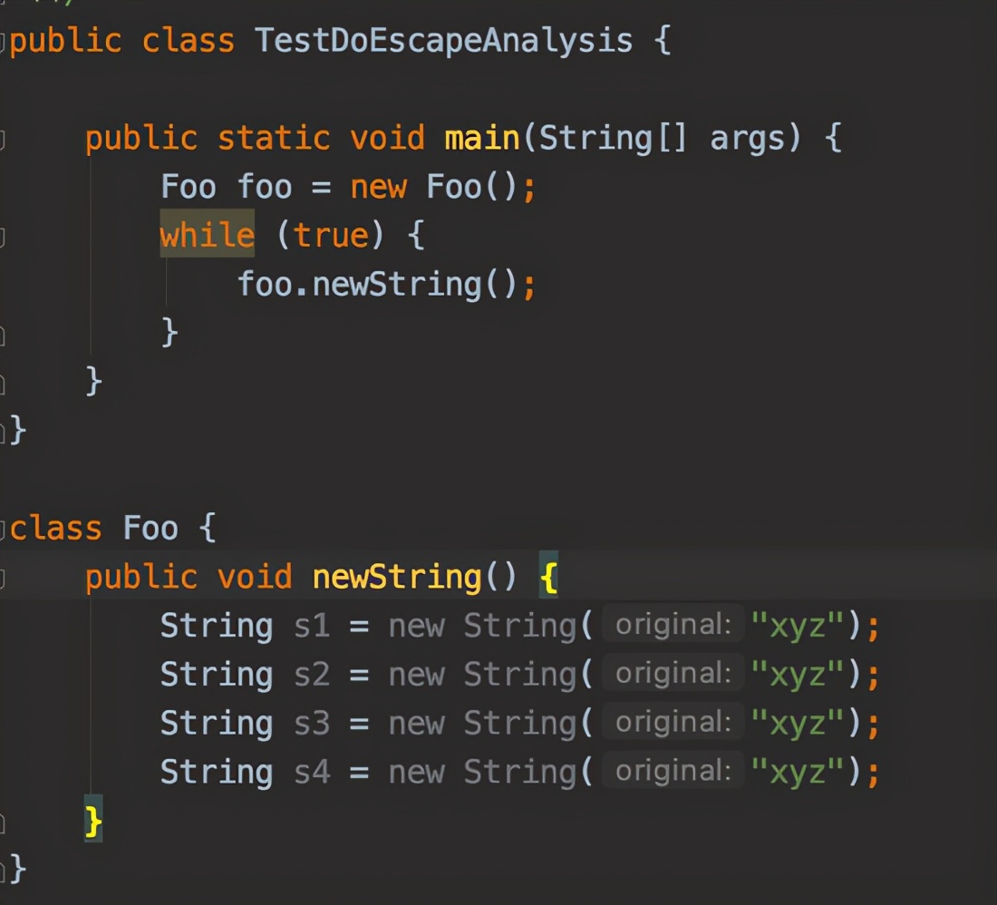 Strings = newString（ "xyz"）はいくつかのインスタンスを作成します