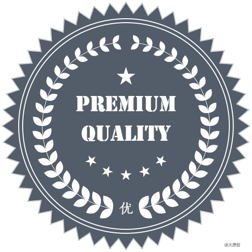 【Canvas与艺术】绘制灰色橄榄枝环绕“Premium Quality”徽章