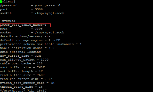 Linux（宝塔面板）下设置mysql不区分大小写