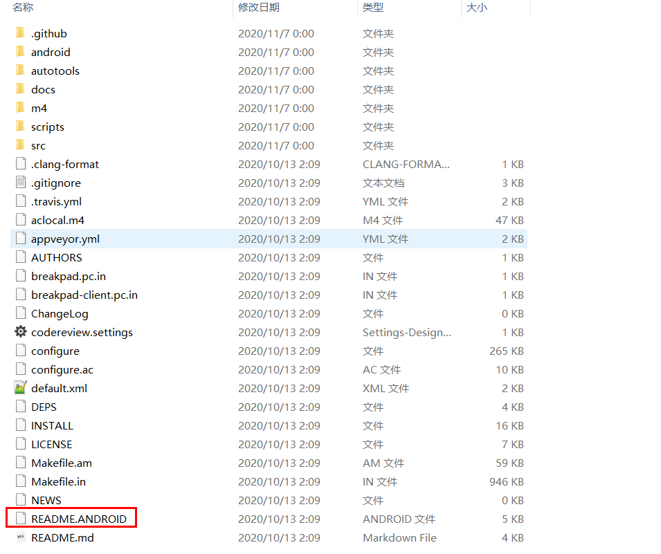 README.ANDROID文件所在