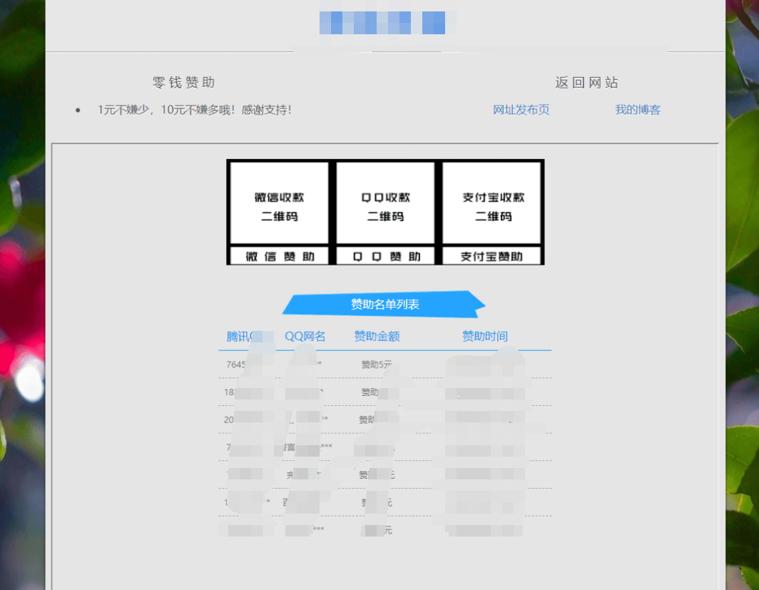 网站赞助打shang单页HTML源码