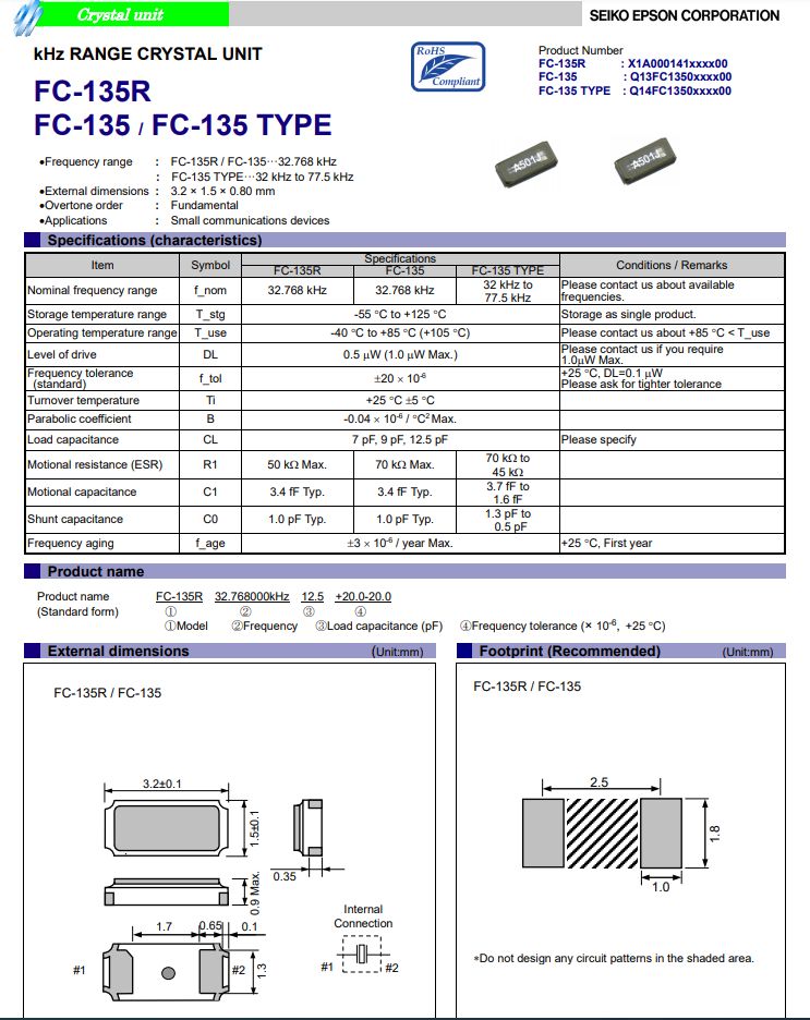 FC-135是一款受欢迎的32.768kHz晶振