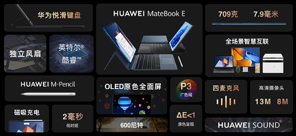 华为MateBook E二合一笔记本发布：首次采用OLED原色屏