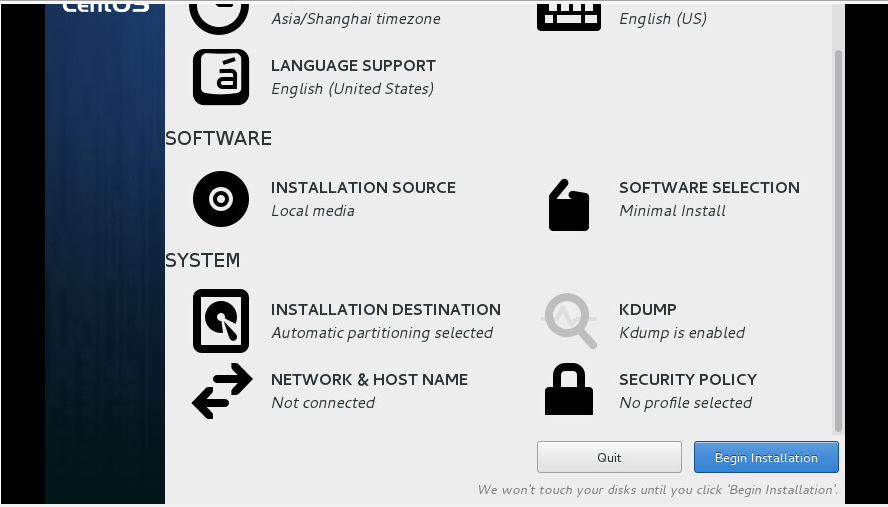 Detailed graphic and text explanation of CentOS 7 system installation and configuration