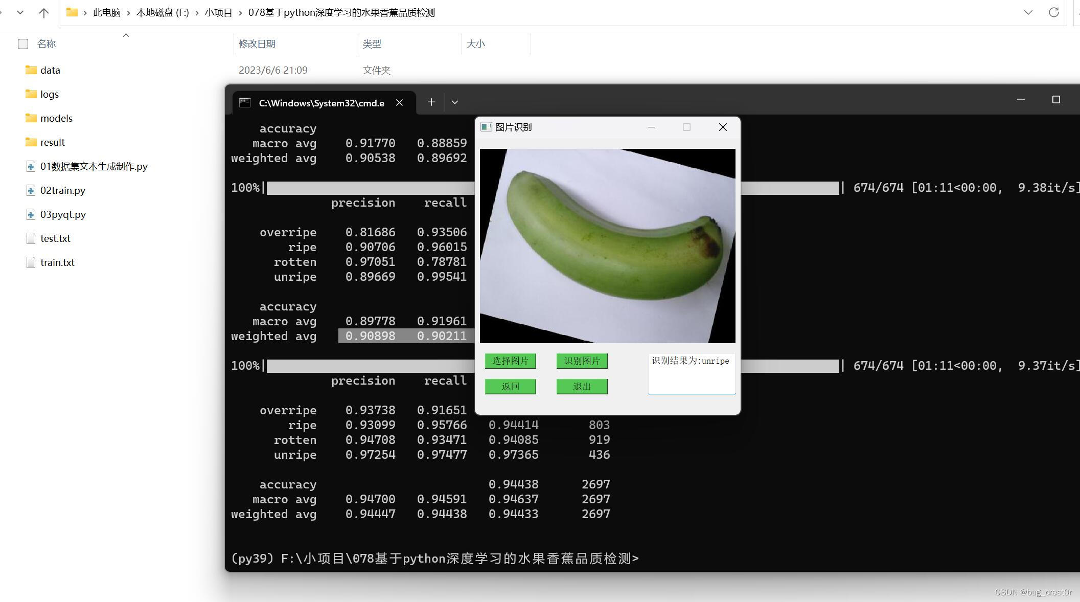 078基于python深度学习的水果香蕉品质检测_含10多种模型对比