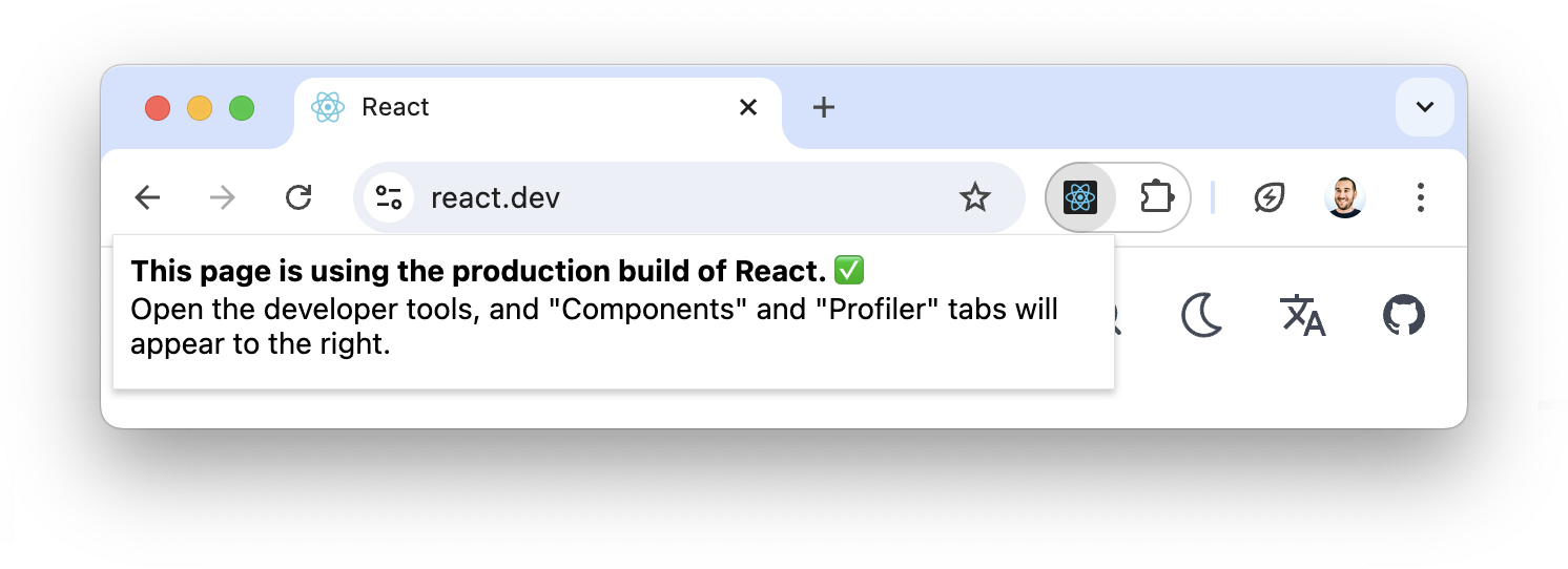 React DevTools 的操作弹出窗口