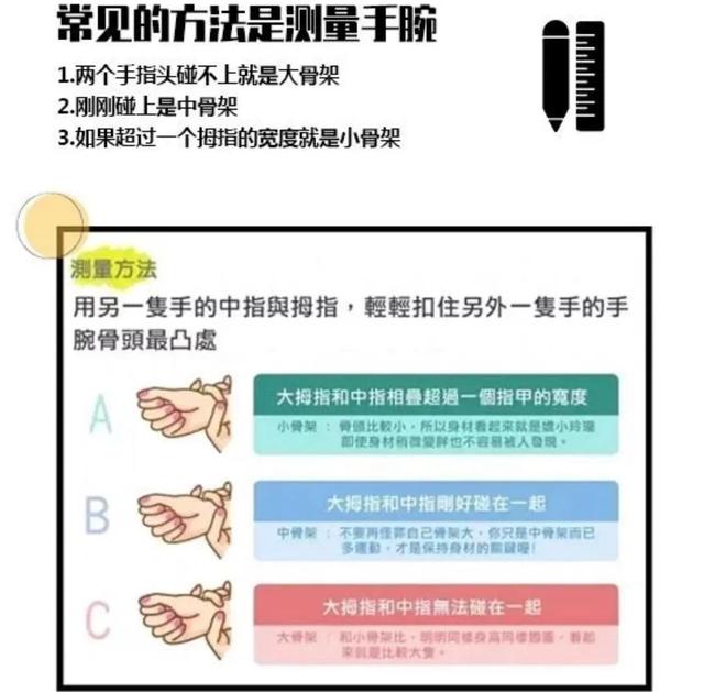 其实大,小骨架有具体的界定范围,只需要大概的测量一下自己手腕的周长