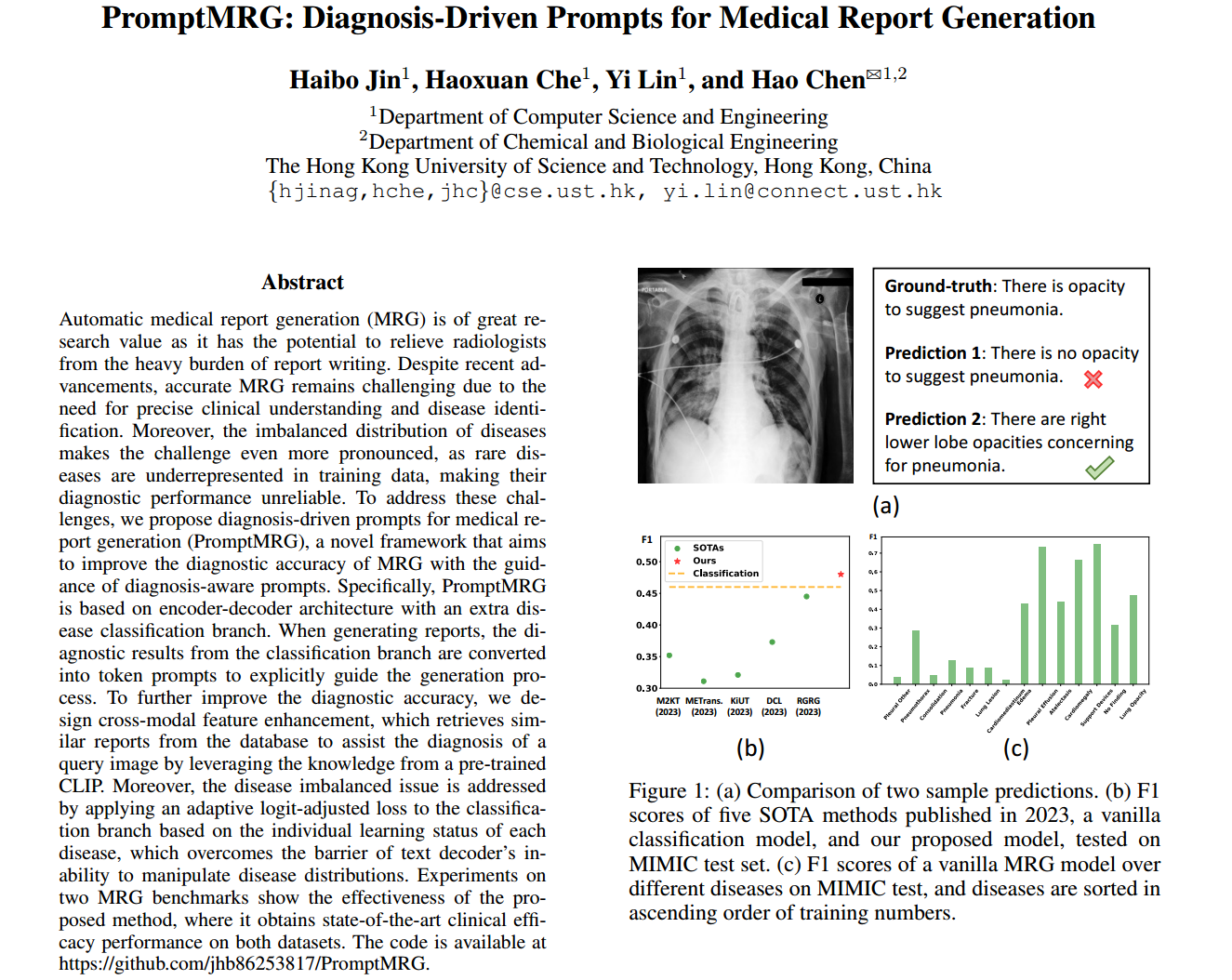 PromptMRG: Diagnosis-Driven Prompts for Medical Report Generation