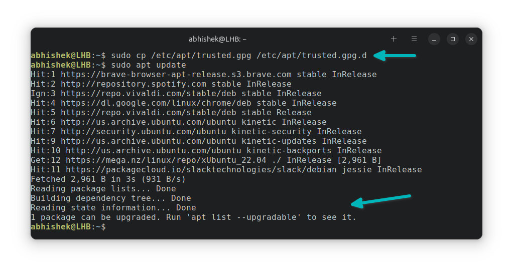 修复debain/ Ubuntu 中的“密钥存储在旧版 trust.gpg 密钥环中”问题