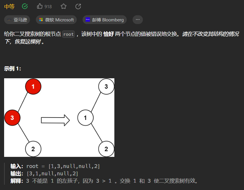 【LeetCode刷题-树】-- 99.恢复二叉树