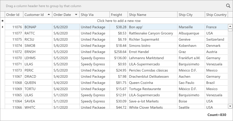 DevExpress WPF中文教程：Grid - 如何排序、分组、过滤数据（设计时）？