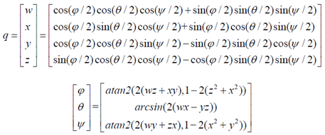 四元数与欧拉角之间的转换