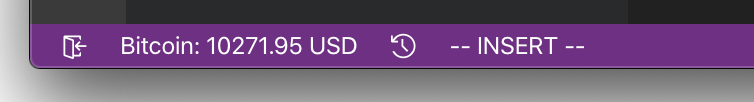 Bitcoin price in the status bar