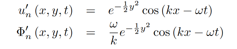 The solution of zonal wind and geopotential field perturbations associated with Kelvin waves in nondim forms