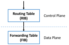 图3. 控制面(及其对应的RIB)与数据面(及其对应的FIB)解耦。
