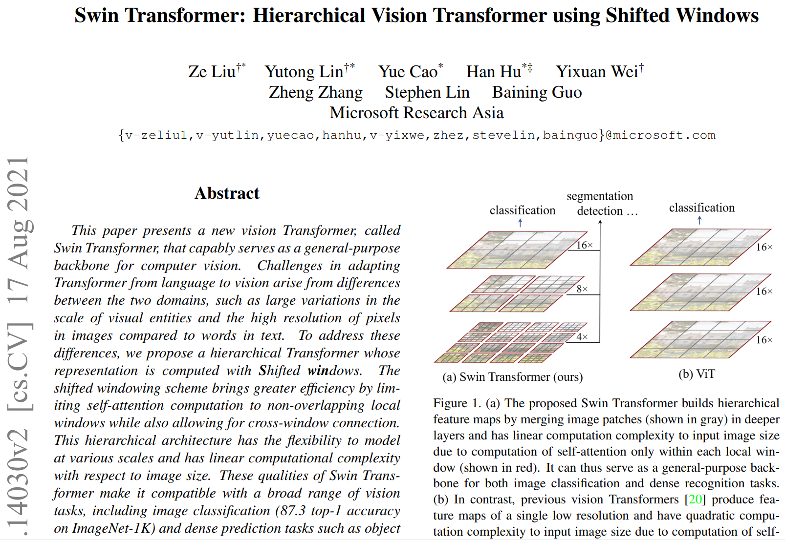 论文解读：SwinTransformer-减少Q、K、V的运算规模