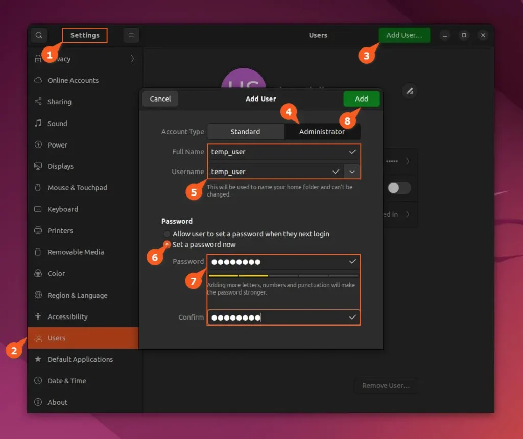 create admin account ubuntu