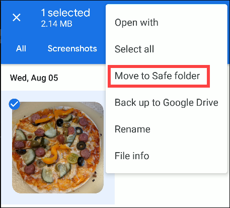 files by google move to safe folder