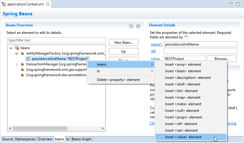 Spring development in MyEclipse